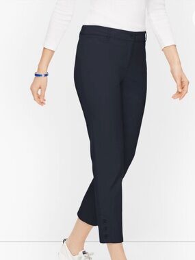 Talbots Perfect Crop Pants Black Button Hem Detail Size  10